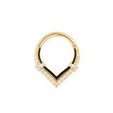 Uprise Clicker in 14K Gold with CZs and Enamel – Front View