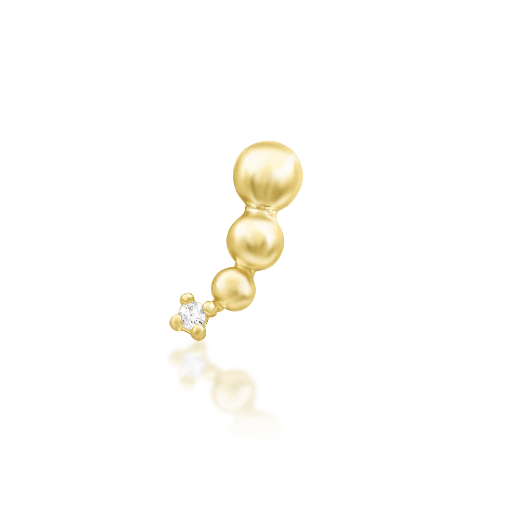 Glo 14K Gold Threadless End with CZ – Front View