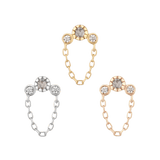 HALSTON - GREY DIAMOND + WHITE SAPPHIRE + CHAIN - THREADLESS END piercing-zone.com