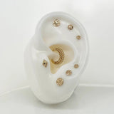 Hammered Disk – 14K Gold Threadless End - piercing - zone.com