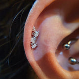Andreia 14K Gold Vine CZ Threadless End – Front View