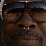 INDRA - SMOKEY QUARTZ - SOLID 14KT GOLD CLICKER piercing-zone.com