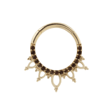 Indra 14K gold clicker with smoky quartz gemstones in yellow gold