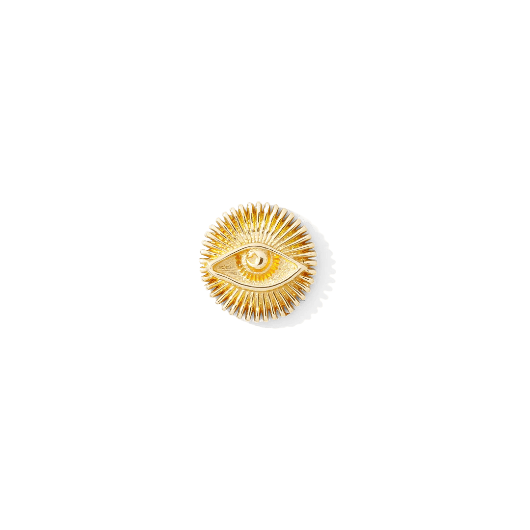 Insight threadless pin in 14K gold with eye symbol