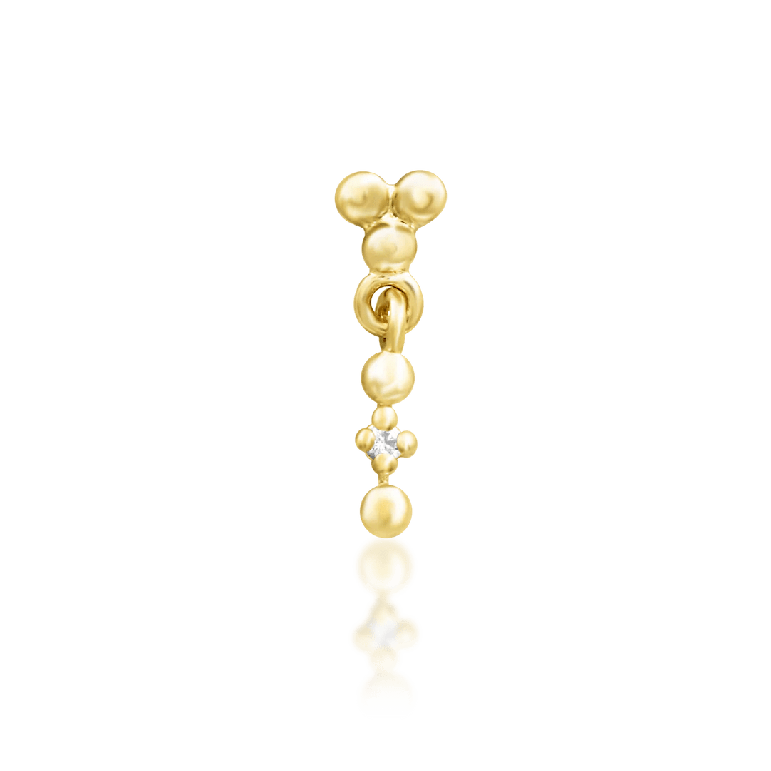 Jett 14K Gold Threadless End with Single CZ – Front View