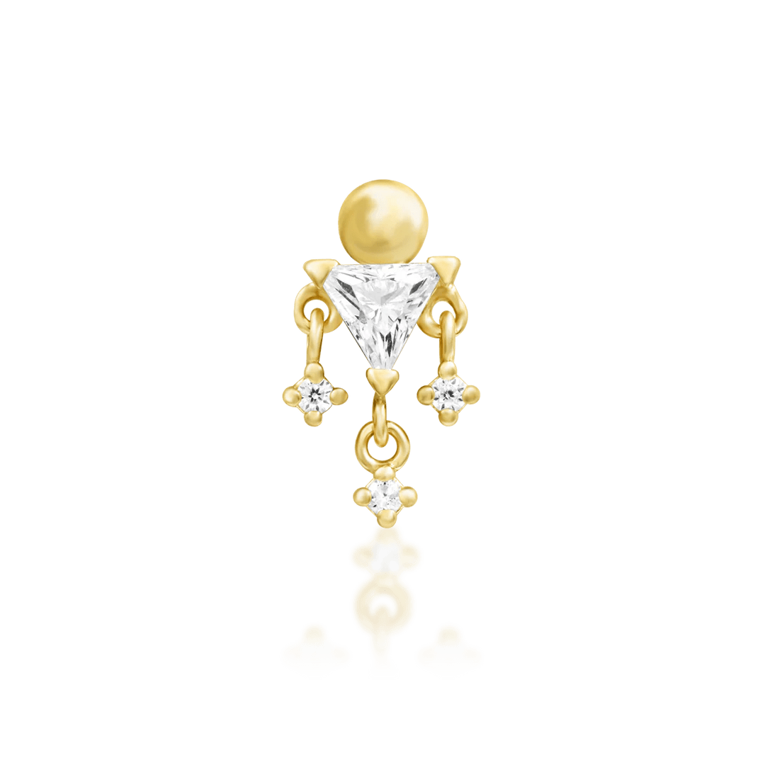 Judy 14K Gold Threadless End with Cascading CZs – Front View