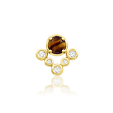 Kate 14K Gold Threadless End with Tiger Eye & CZ – Front View