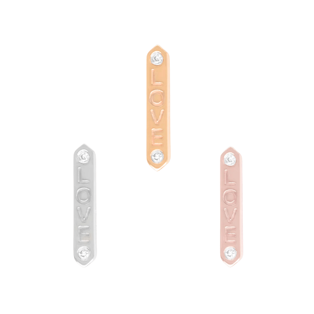 “LOVE” Styled in Conch Piercing with Diamond Accents