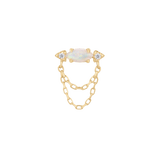 Limitless 14K Gold Threadless End with Opal, CZ, and Chains – Front View