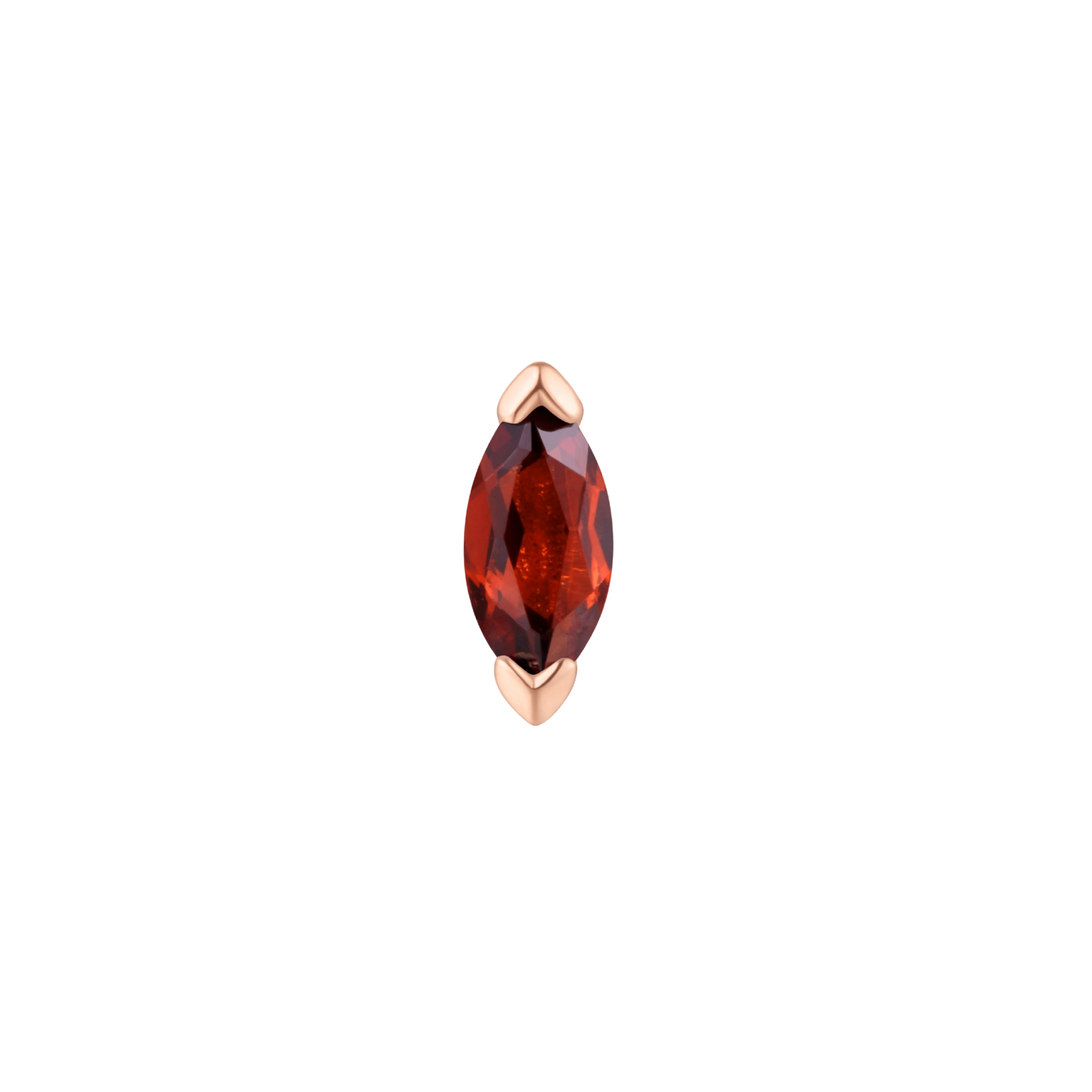 Marquise-Cut Garnet End for Nostril or Helix Piercings – Macro Detail