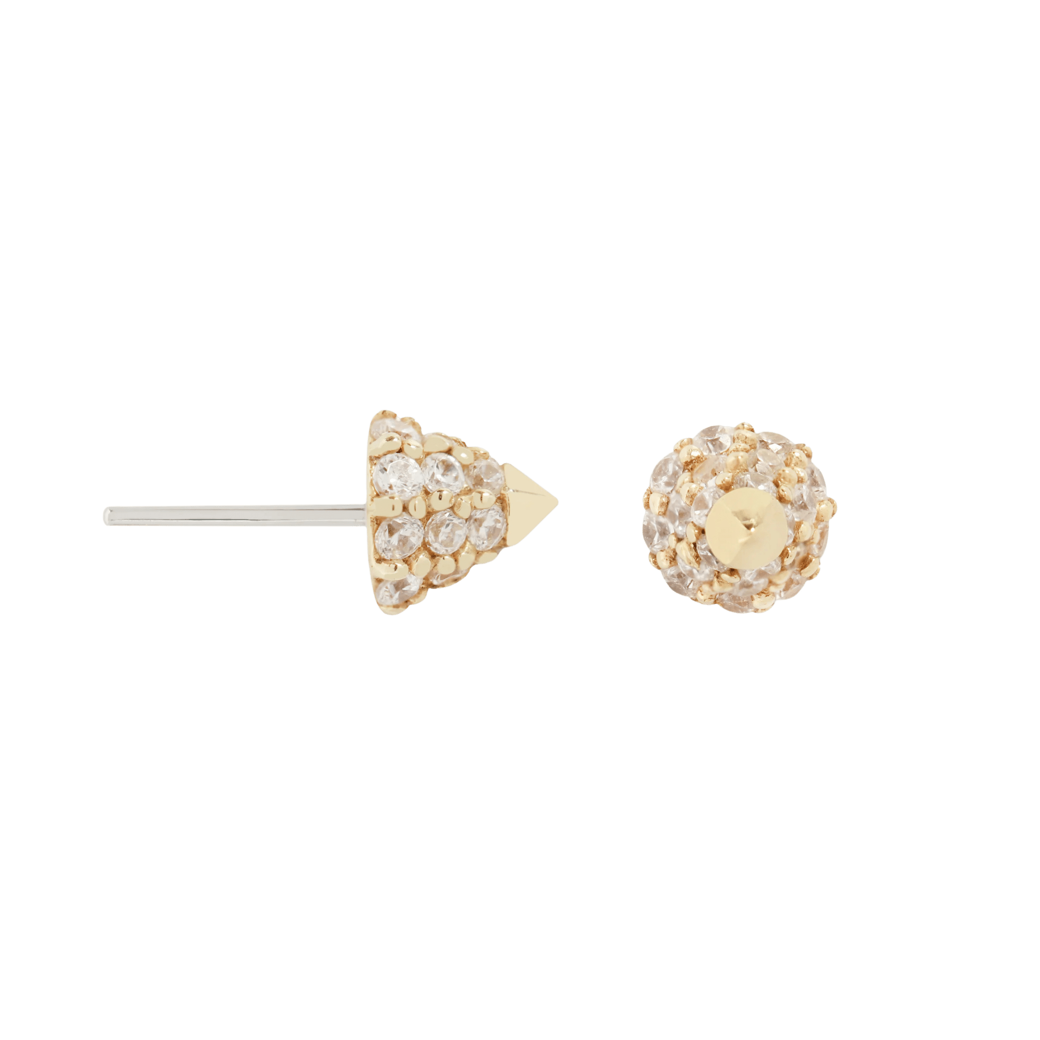14K gold conical threadless end with 21 cubic zirconia stones in pave setting