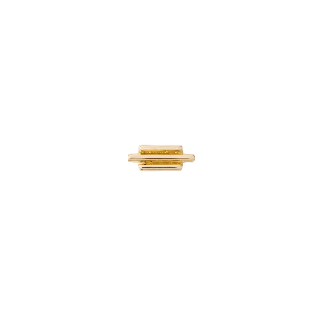 Minimalist three-bar piercing stud in solid gold