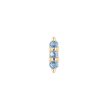 Mishka 3 14K Gold Threadless End with Triple London Blue Topaz – Front View
