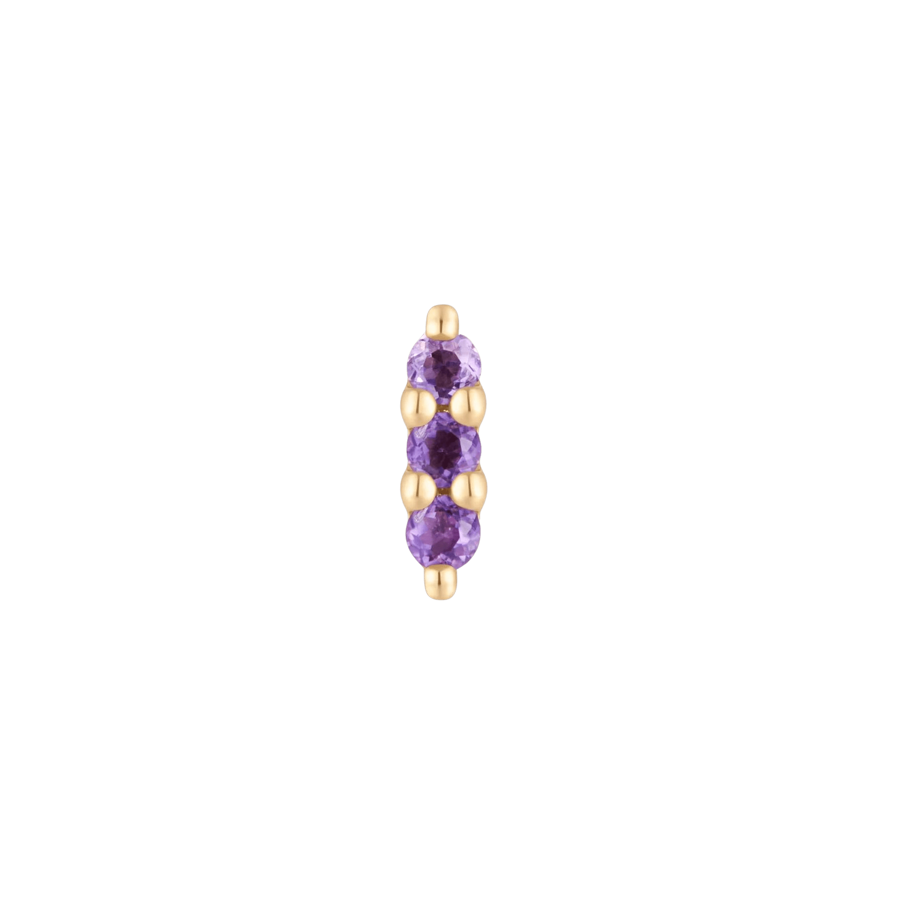 Mishka 3 14K Gold Threadless End with Triple Amethysts – Front View