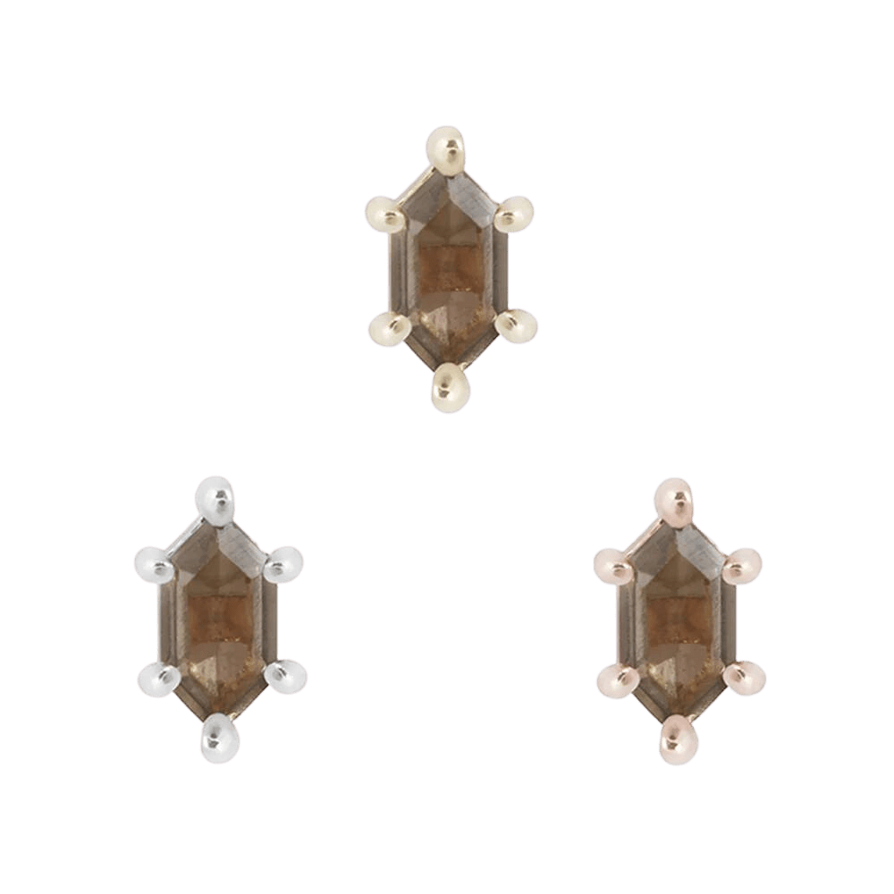OH HELL YES! - HEX CUT SMOKEY QUARTZ - THREADLESS END piercing-zone.com