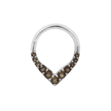 RISE + SHINE - SMOKEY QUARTZ - SOLID 14KT GOLD CLICKER piercing-zone.com