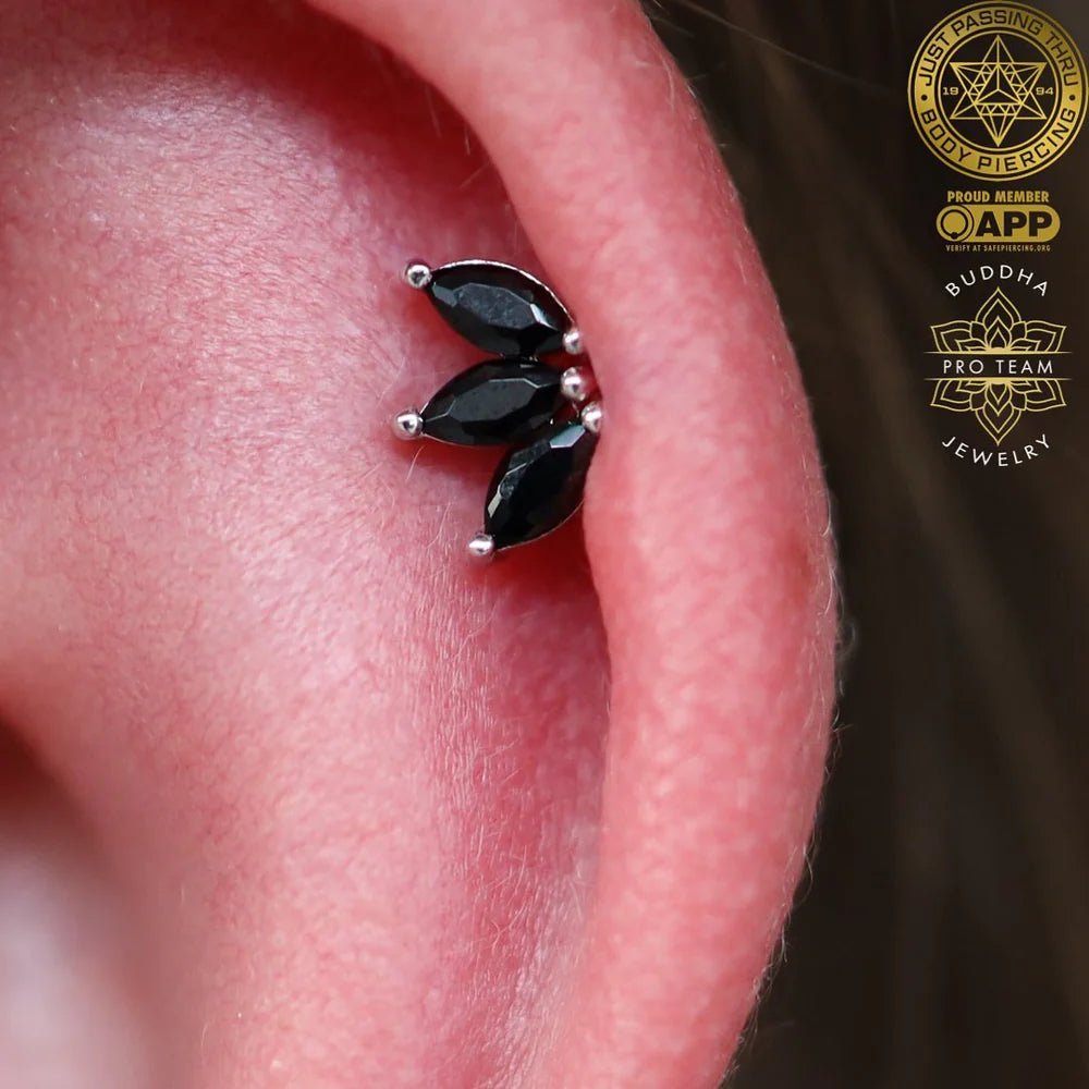 Moet Marquise Fan End with Genuine Black Spinel Stones – Close-Up Detailing