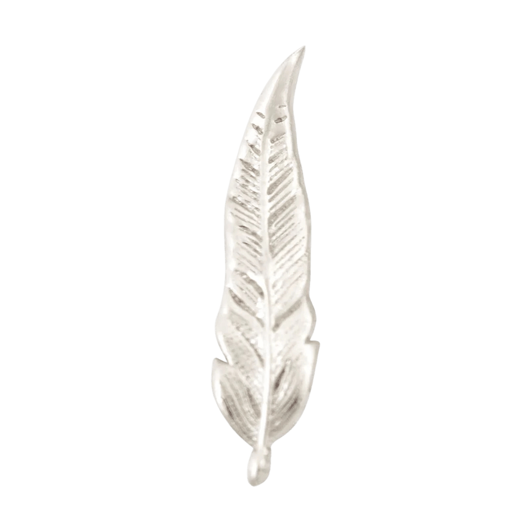 Nature-inspired feather threadless end in 14K gold