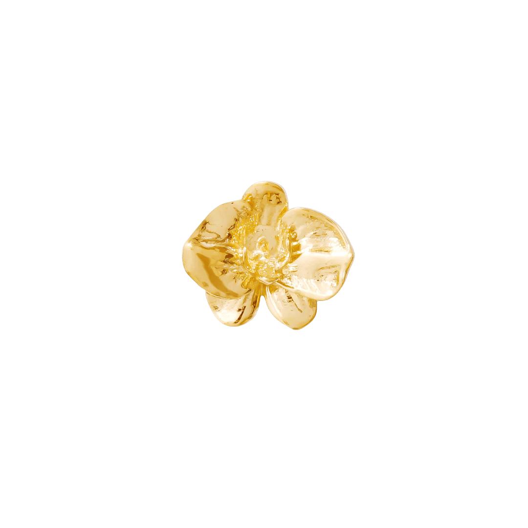Orchid flower-shaped gold threadless pin for piercings