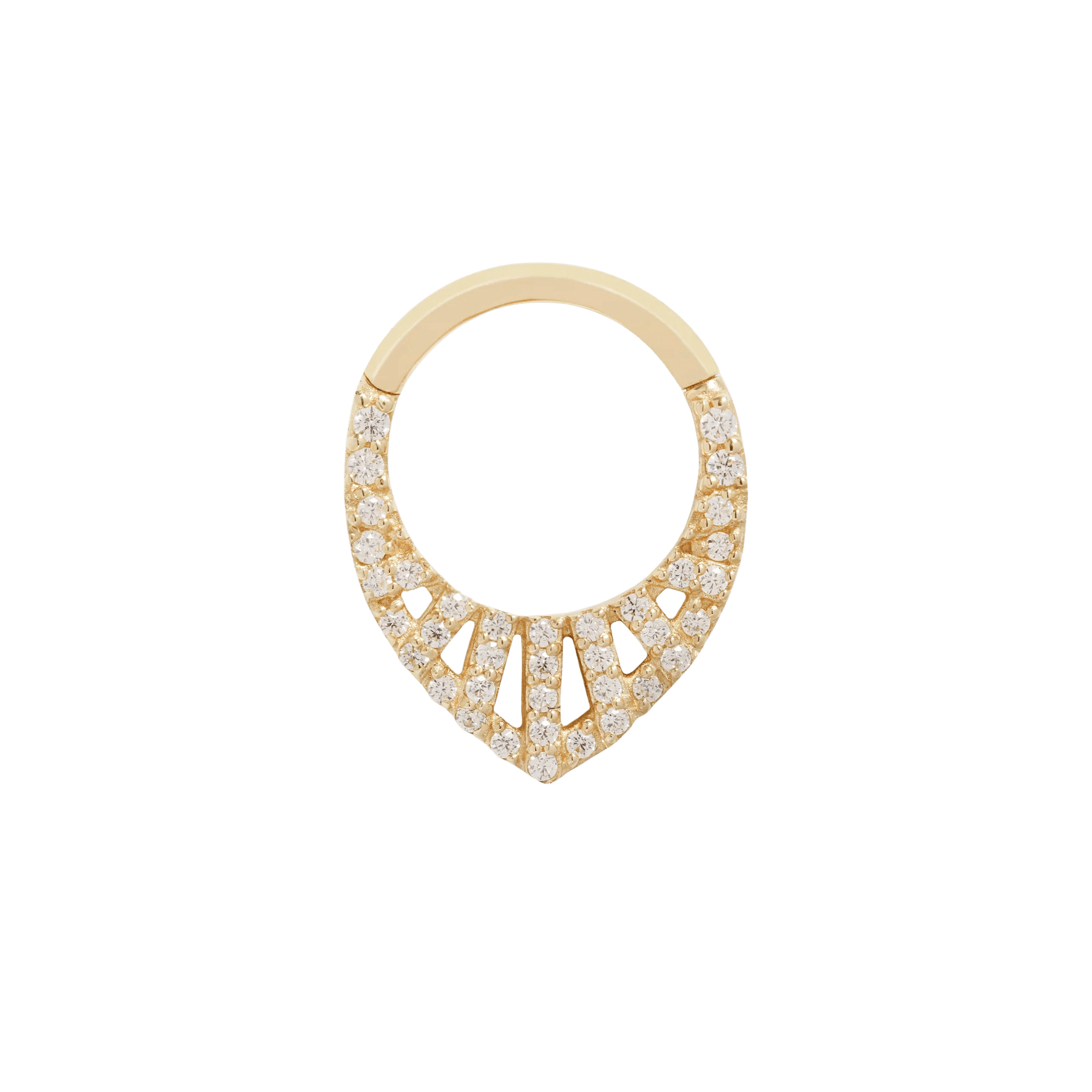 Origin Story 14K Gold Clicker with Pavé CZ – Front View