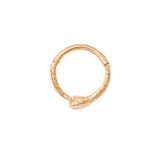 Ouroboros 14K Gold Clicker Ring with Snake Biting Its Tail – Front View