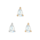 Rainbow Moonstone Pear Styled in Nostril Piercing – Minimalist Stack