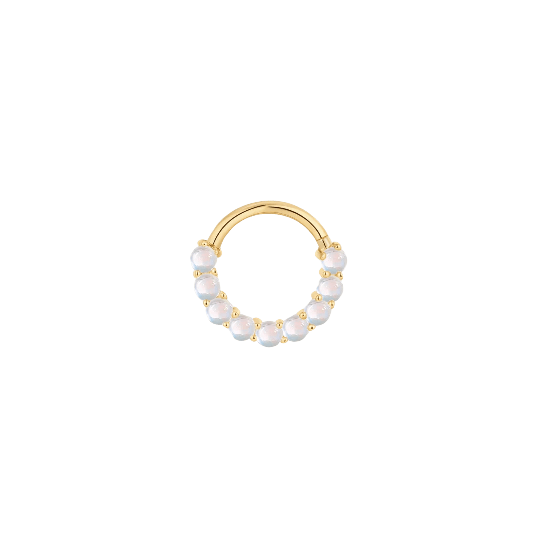 Revel Clicker with 9 Rainbow Moonstones in 14K Yellow Gold
