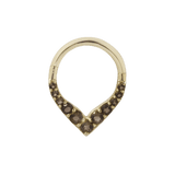 RISE + SHINE - SMOKEY QUARTZ - SOLID 14KT GOLD CLICKER piercing-zone.com