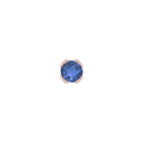 Rose gold Peekaboo end featuring deep blue topaz gemstone