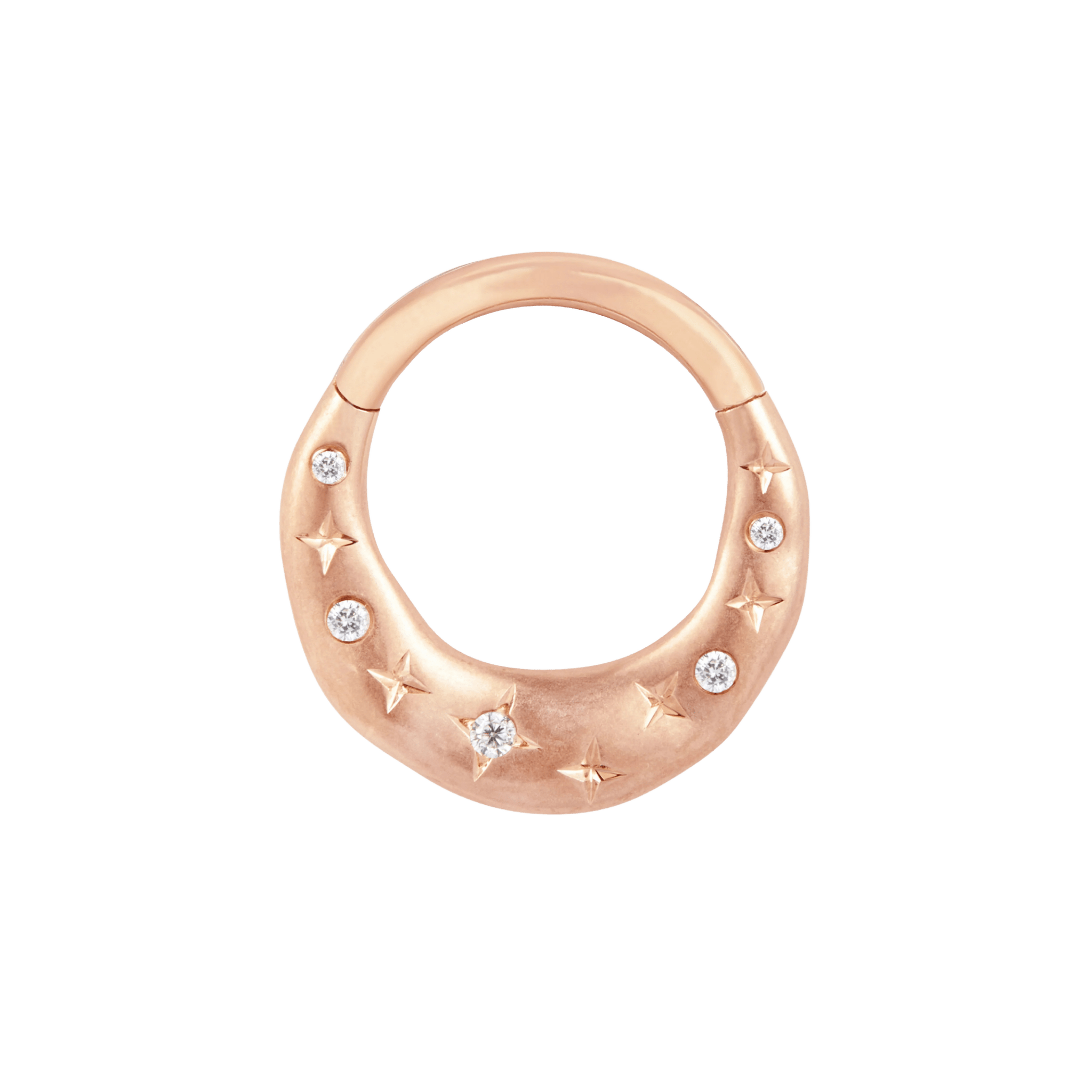 Rose gold celestial ring with twinkling CZs for daith piercing