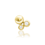 Sana 14K Gold Threadless End with Dual CZs – Front View