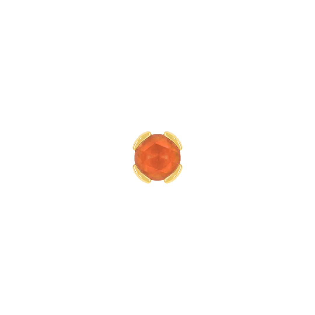 Sandblasted orange garnet threadless end in 14k gold setting