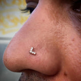 Model Wearing Chevron CZ in Forward Helix – Clean Modern Look