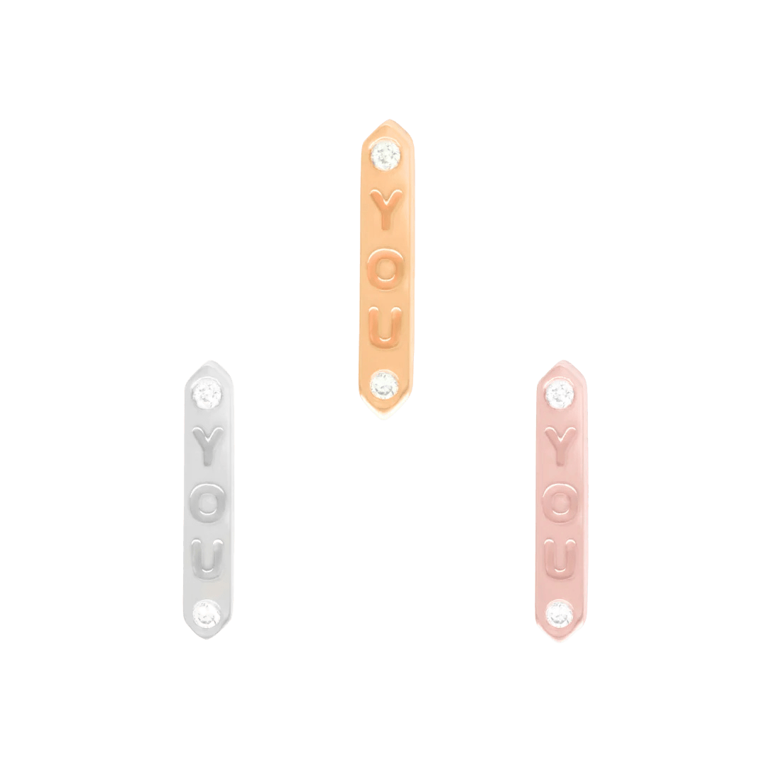 Side Profile of “YOU” End Showing Diamond Placement and Rise