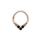 RISE + SHINE - SMOKEY QUARTZ + BLACK SPINEL OMBRE - SOLID 14KT GOLD CLICKER piercing-zone.com