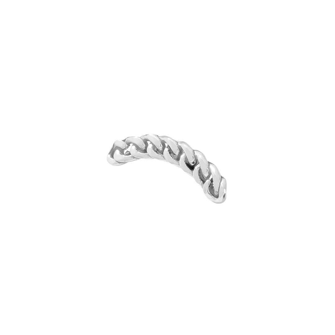 Sleek solid gold chain-shaped pin for flat piercings