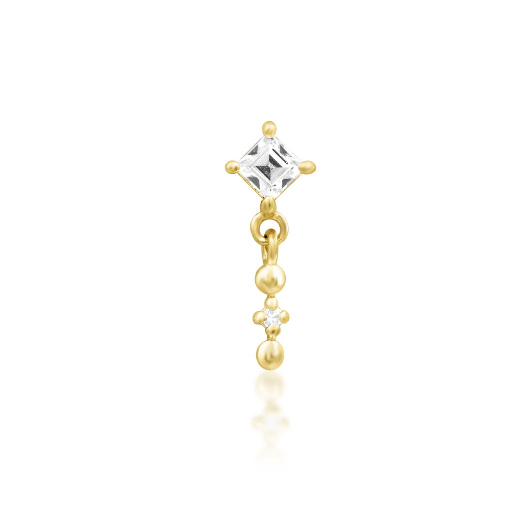 Soar 14K Gold Threadless End with Asymmetric CZs – Front View