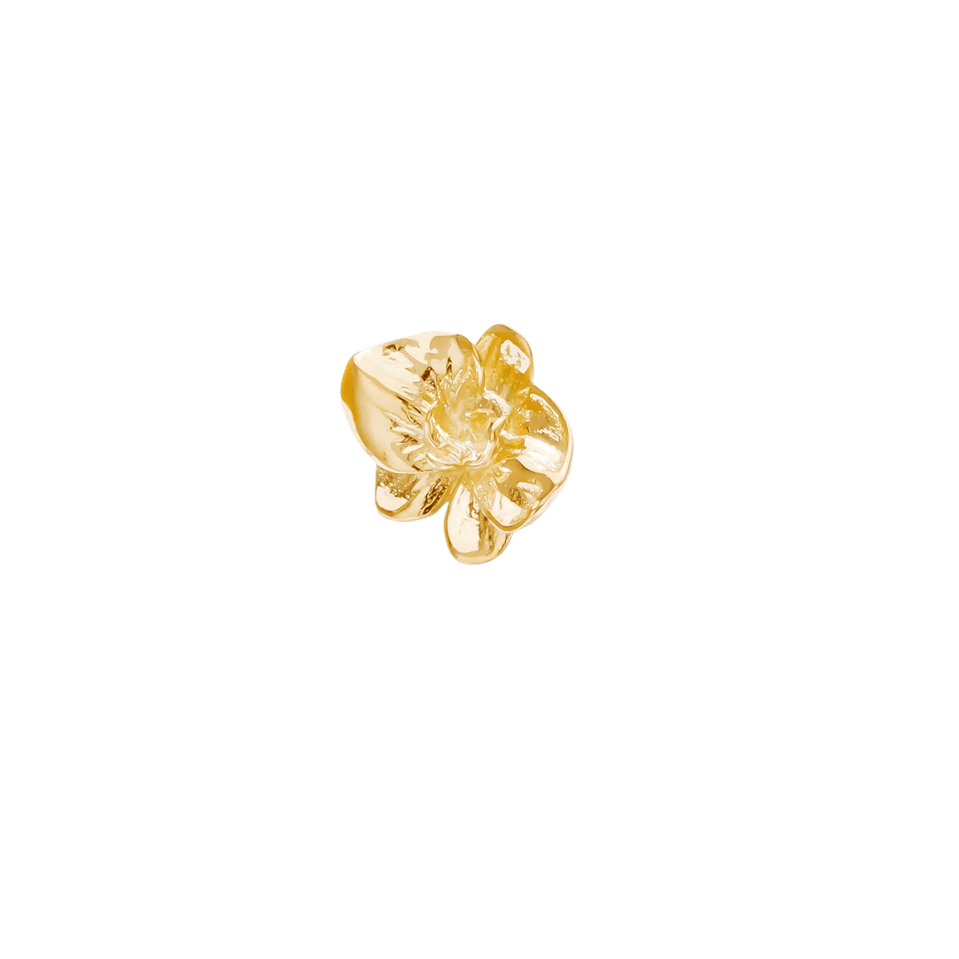 Solid 14K gold floral pin with sculpted petal details