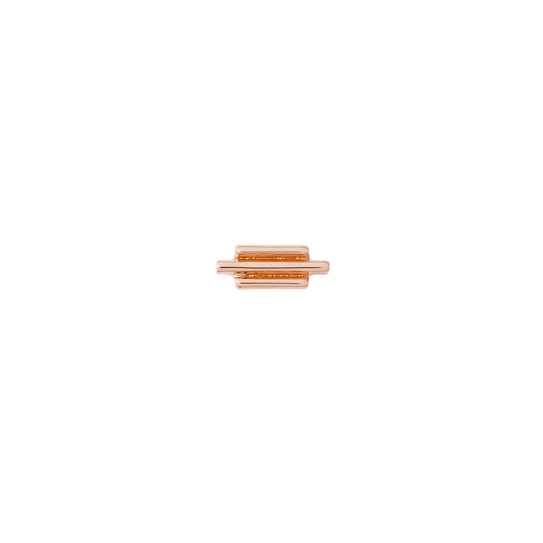 Triple Rod threadless pin in 14K rose gold – front view