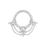 White gold clicker with star-like sparkle for septum or daith