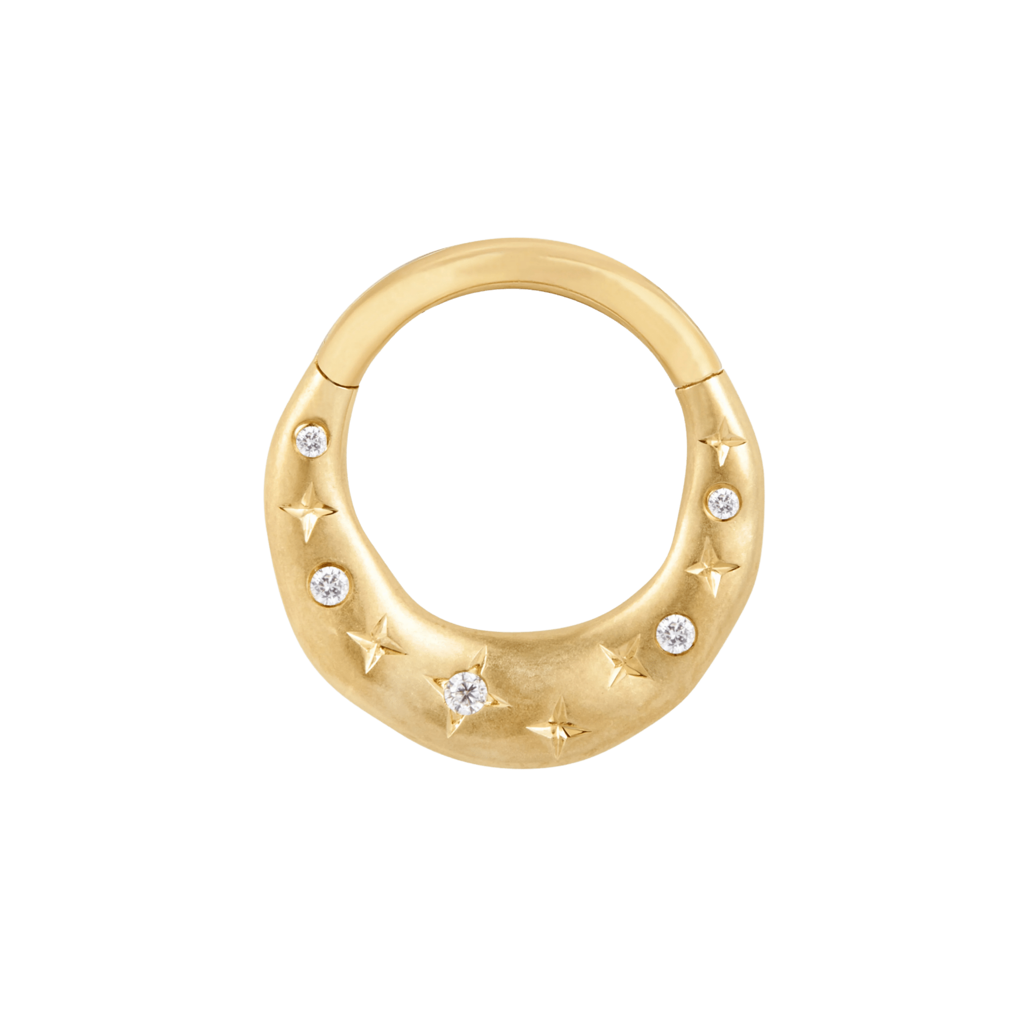 Wishful Thinking clicker in yellow gold with five CZ stones