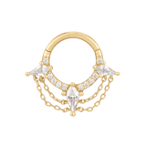 Yellow gold hinged clicker ring with bold central CZ
