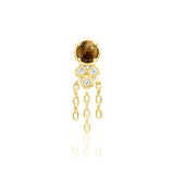 Zuri 14K Gold Threadless End with Tiger Eye & CZ – Front View