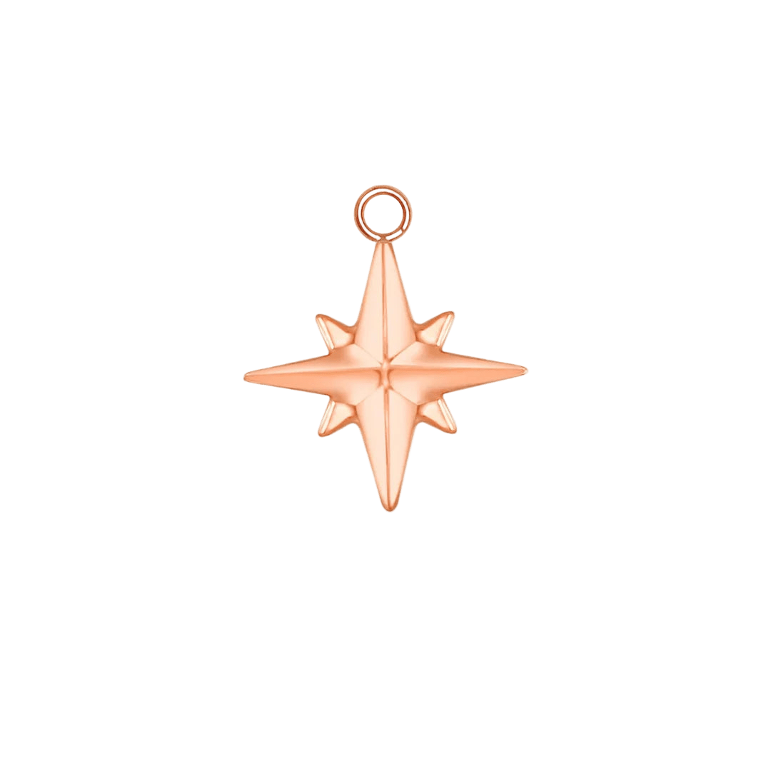 Accented Shining Star – 14K & 18K Gold Charm - piercing - zone.com