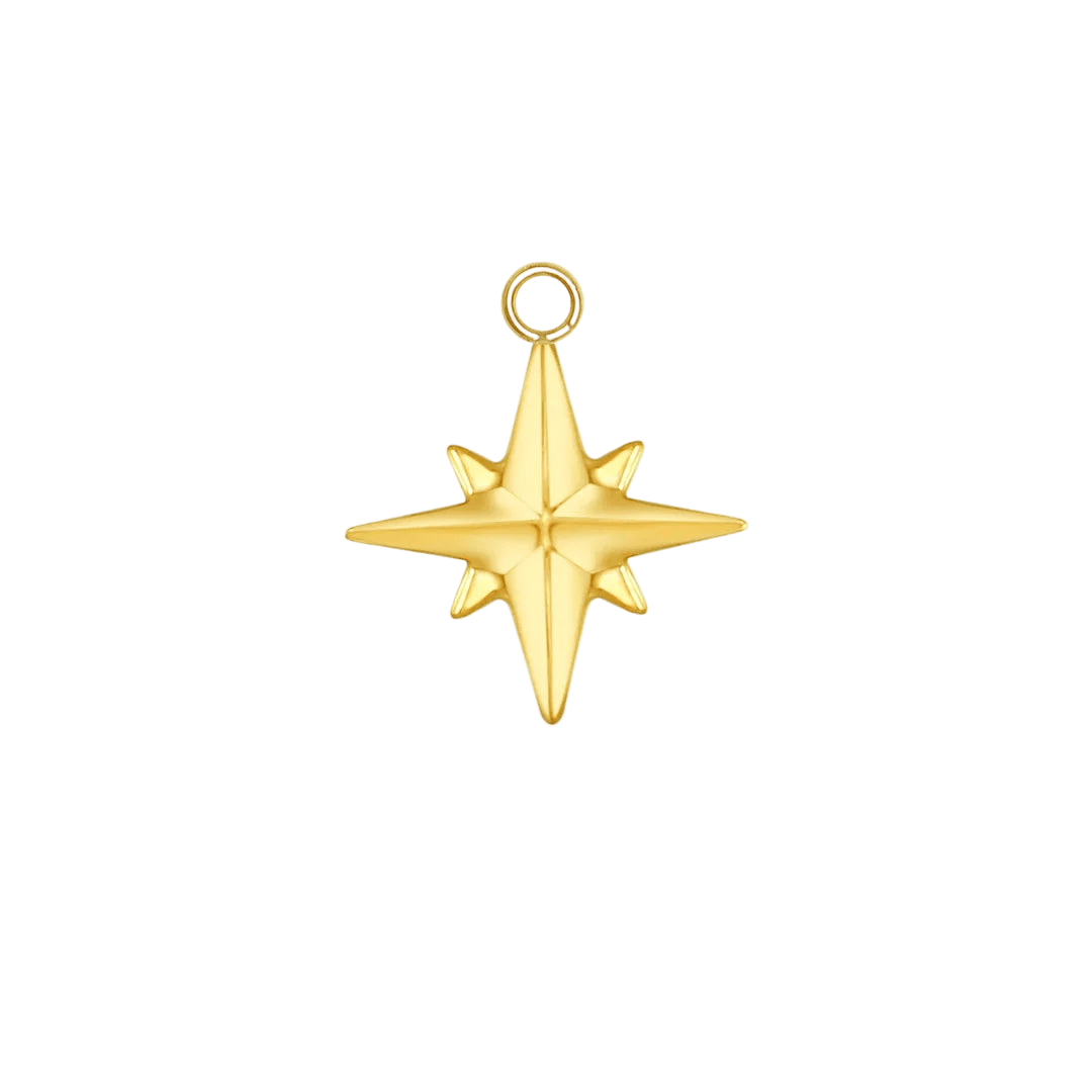 Accented Shining Star – 14K & 18K Gold Charm - piercing - zone.com