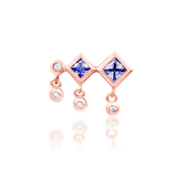 Adimu – Tanzanite & CZ Geometric Cluster – 14K Gold Threadless End - piercing - zone.com