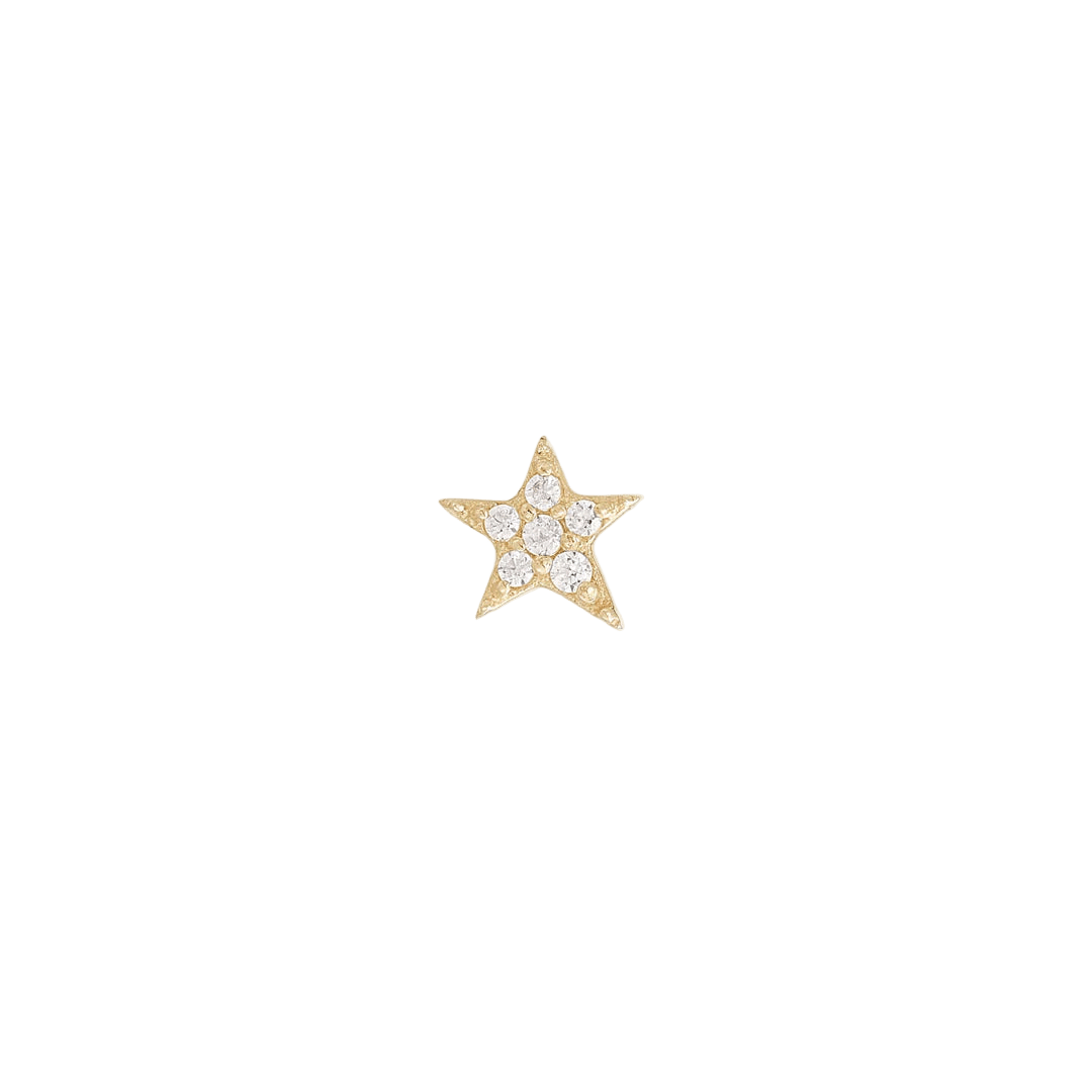 All Night Long – CZ Star Cluster – 14K Gold Threadless End - piercing - zone.com