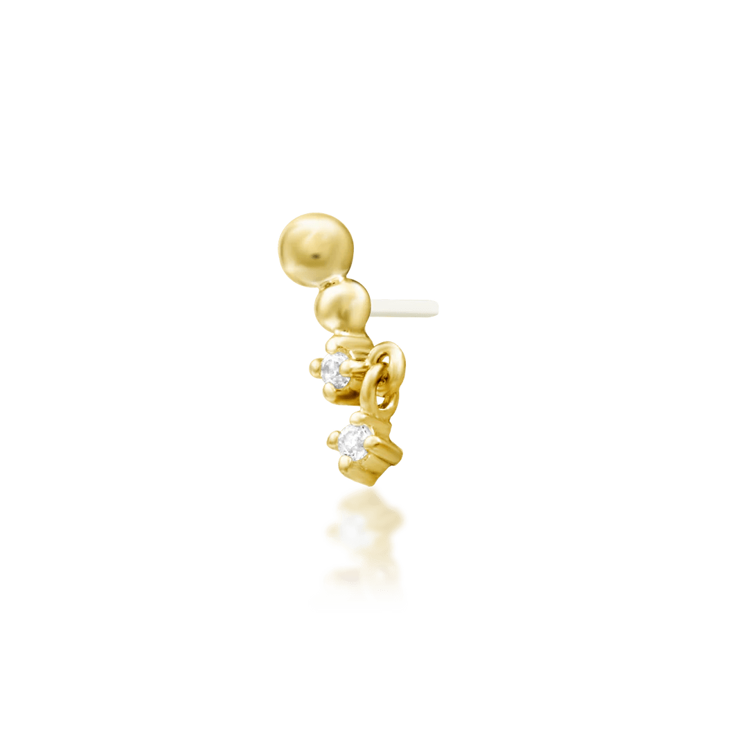 Ambient – Twin CZ Flow – 14K Gold Threadless End - piercing - zone.com