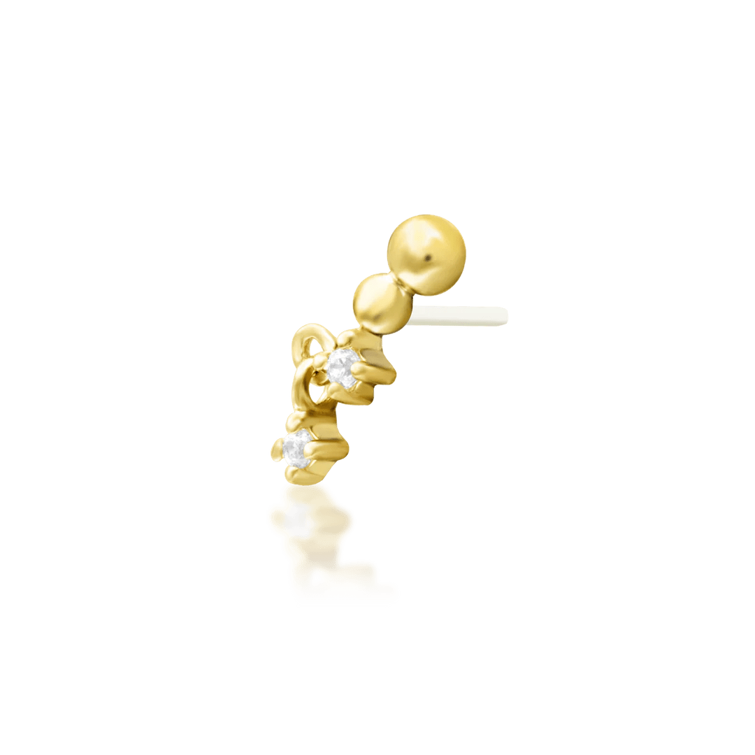 Ambient – Twin CZ Flow – 14K Gold Threadless End - piercing - zone.com