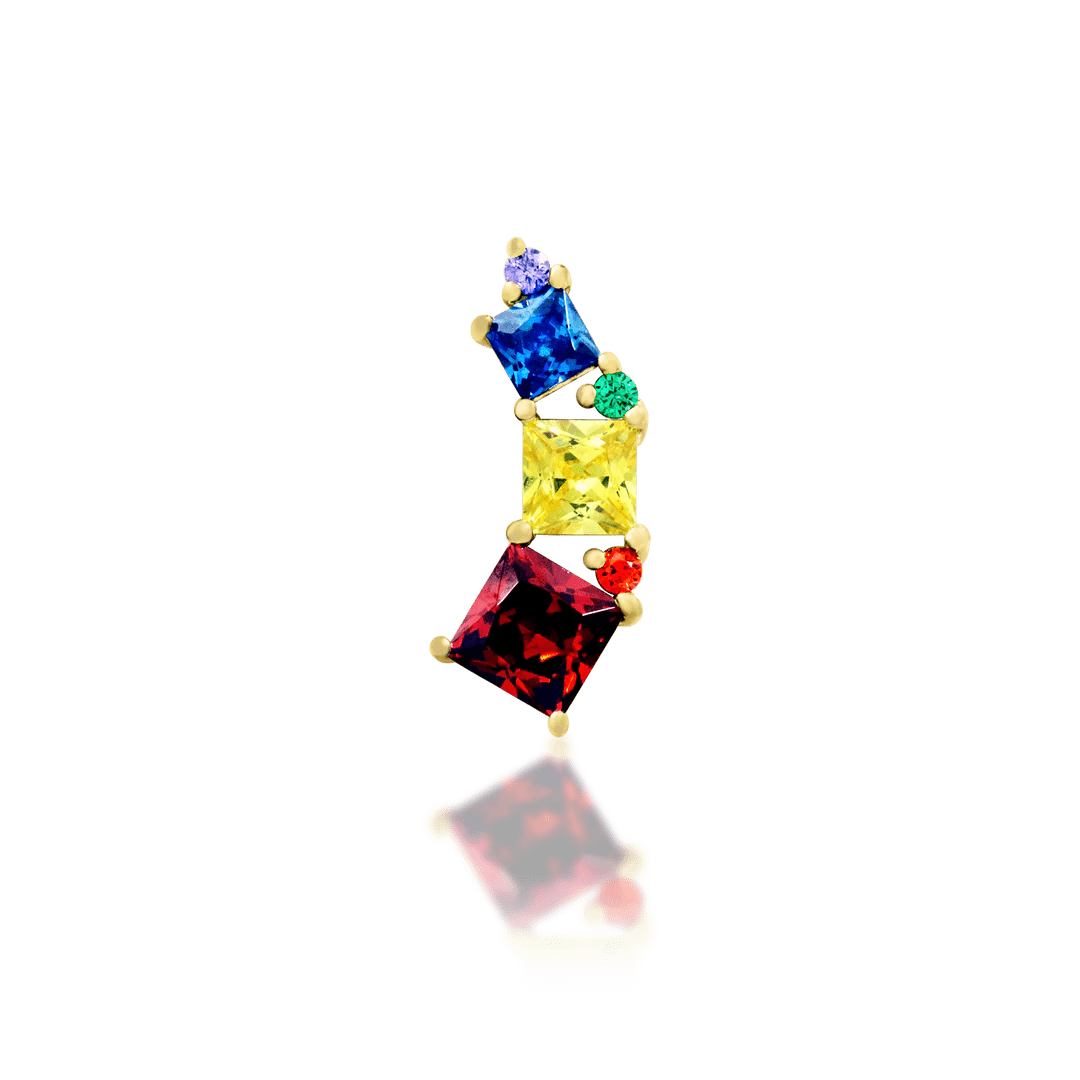 Angela – 14K Gold Rainbow CZ Threadless End - piercing - zone.com
